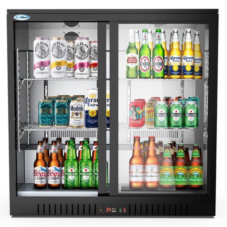 Koolmore Two Door Back Bar Cooler Counter Height Beverage Refrigerator, Mini Drink Fridge For Home Bar BC-2DSL-BK